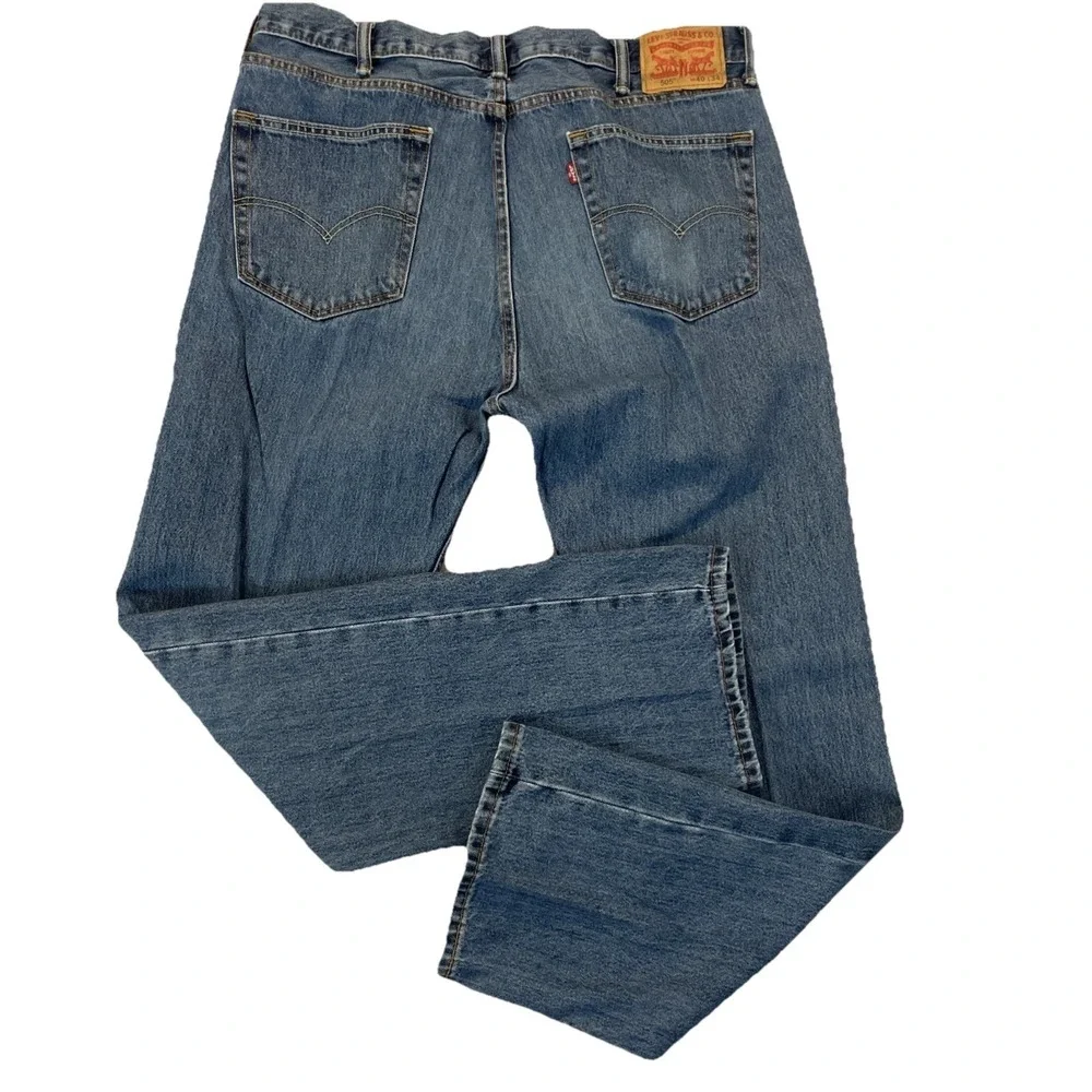 Levis 505 Jeans‎ Mens 40x34 Blue Regular Straight Medium Wash Mid Rise Denim EUC